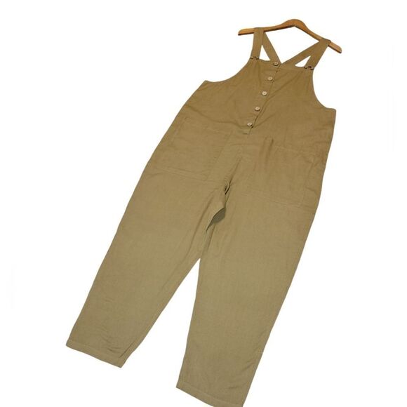 NWOT Free People Not Over You Overalls Dungarees Tropical Nut Jumpsuit M - Picture 5 of 13